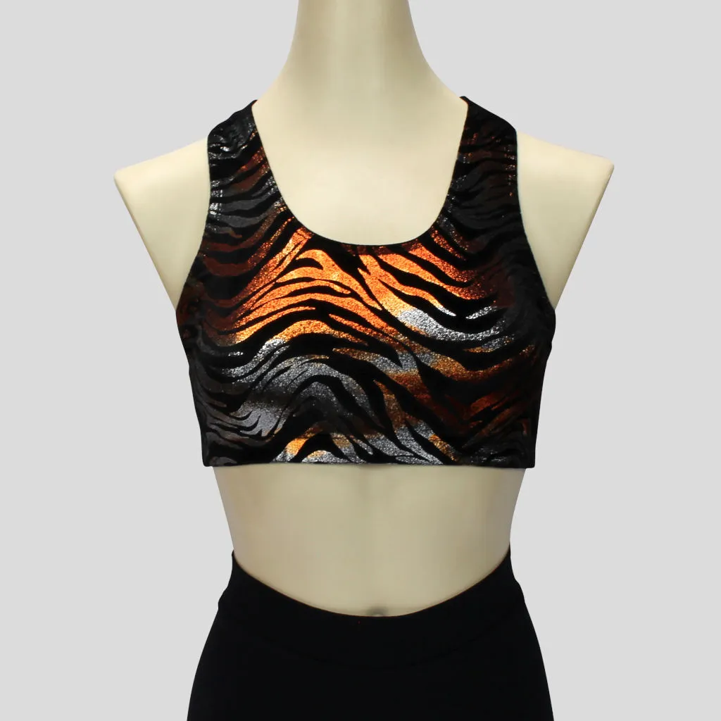 Copper & Silver Swirls Velvet Crop Top