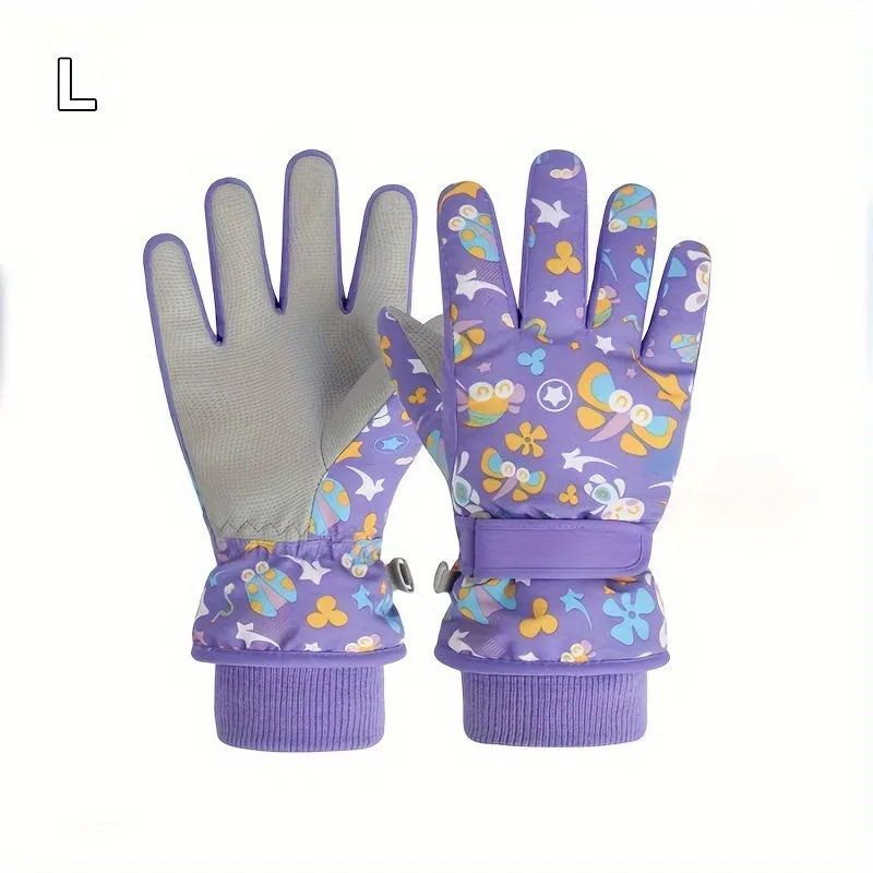 Kids' Warmest Waterproof Snow Gloves - Insulated, Adjustable Cuff, Machine Washable Polyester Fabric - Perfect for 8-12 Years Old Boys and Girls, Winter Outdoor Play and Skiing