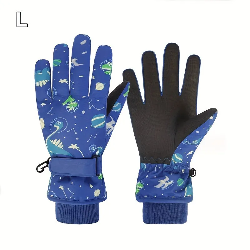 Kids' Warmest Waterproof Snow Gloves - Insulated, Adjustable Cuff, Machine Washable Polyester Fabric - Perfect for 8-12 Years Old Boys and Girls, Winter Outdoor Play and Skiing