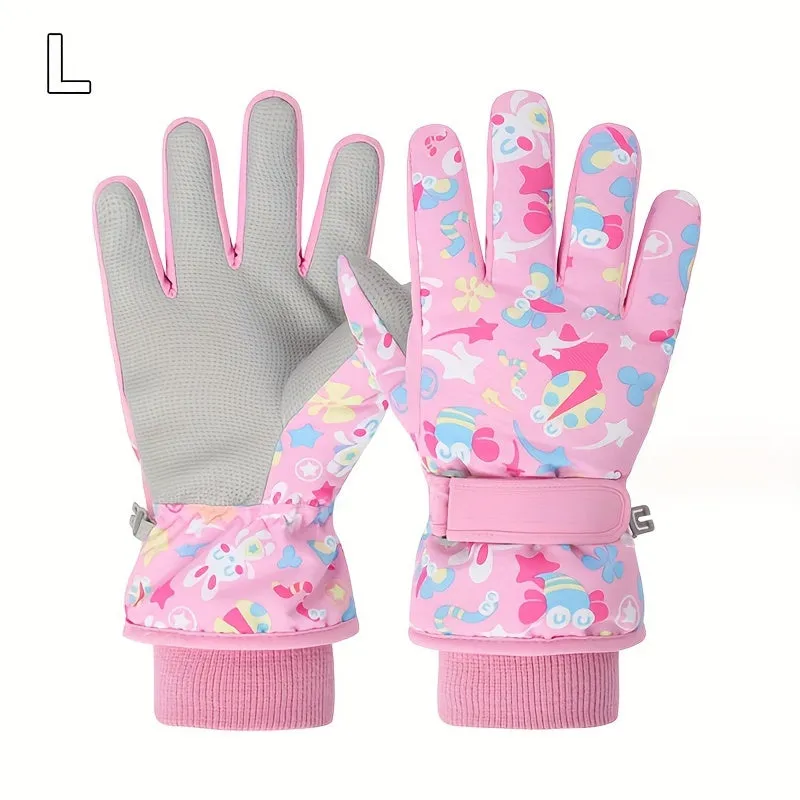 Kids' Warmest Waterproof Snow Gloves - Insulated, Adjustable Cuff, Machine Washable Polyester Fabric - Perfect for 8-12 Years Old Boys and Girls, Winter Outdoor Play and Skiing