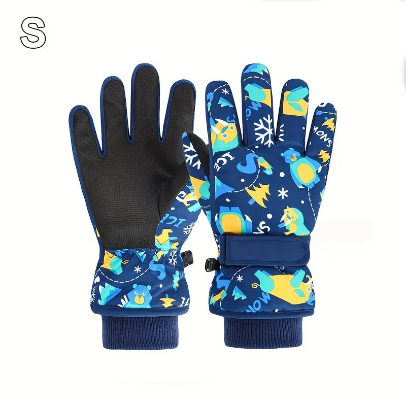 Kids' Warmest Waterproof Snow Gloves - Insulated, Adjustable Cuff, Machine Washable Polyester Fabric - Perfect for 8-12 Years Old Boys and Girls, Winter Outdoor Play and Skiing