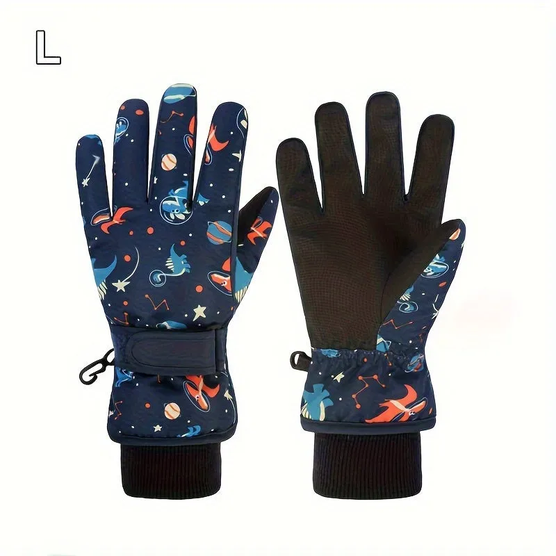 Kids' Warmest Waterproof Snow Gloves - Insulated, Adjustable Cuff, Machine Washable Polyester Fabric - Perfect for 8-12 Years Old Boys and Girls, Winter Outdoor Play and Skiing