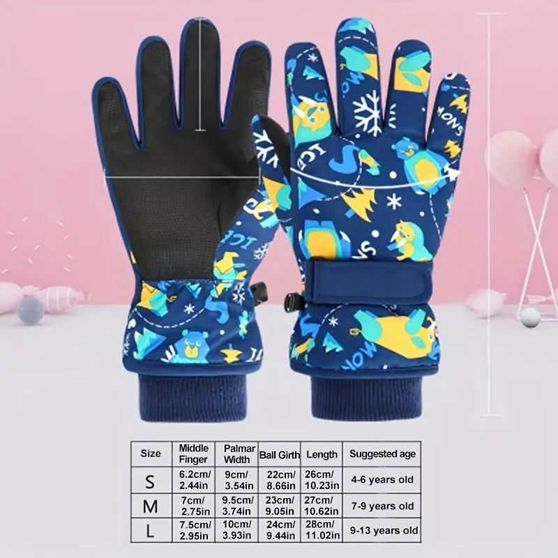 Kids' Warmest Waterproof Snow Gloves - Insulated, Adjustable Cuff, Machine Washable Polyester Fabric - Perfect for 8-12 Years Old Boys and Girls, Winter Outdoor Play and Skiing