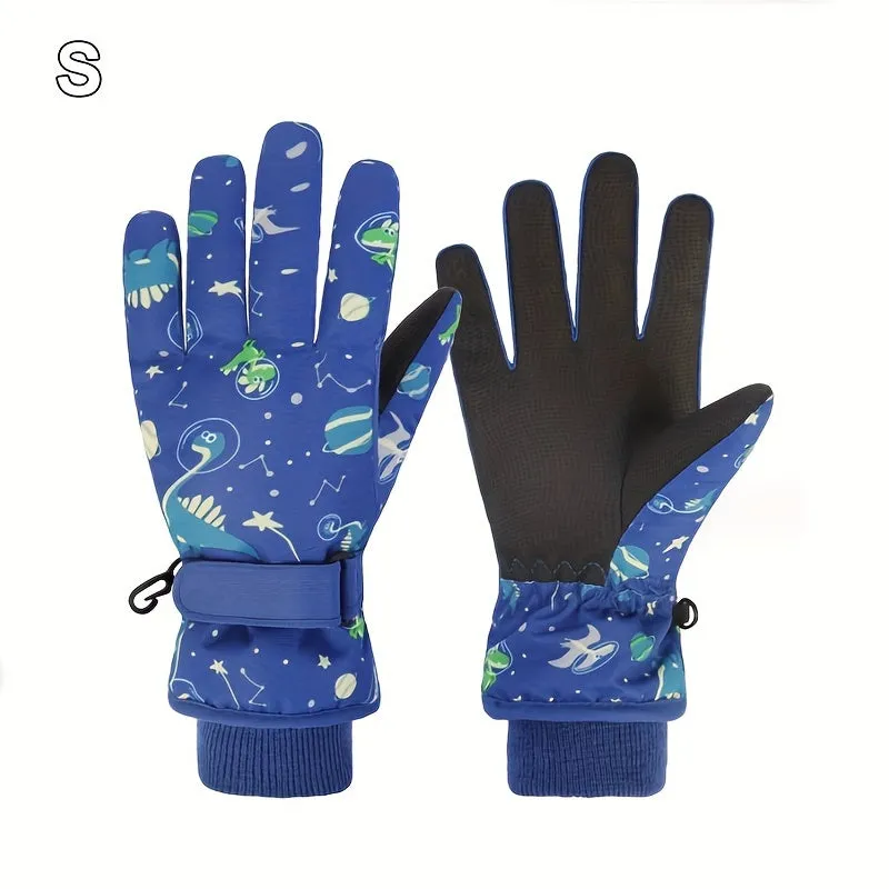 Kids' Warmest Waterproof Snow Gloves - Insulated, Adjustable Cuff, Machine Washable Polyester Fabric - Perfect for 8-12 Years Old Boys and Girls, Winter Outdoor Play and Skiing