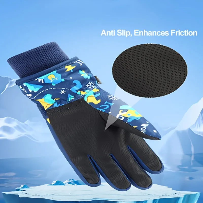 Kids' Warmest Waterproof Snow Gloves - Insulated, Adjustable Cuff, Machine Washable Polyester Fabric - Perfect for 8-12 Years Old Boys and Girls, Winter Outdoor Play and Skiing