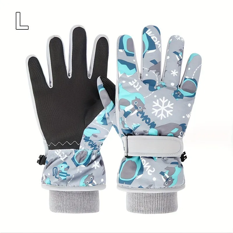 Kids' Warmest Waterproof Snow Gloves - Insulated, Adjustable Cuff, Machine Washable Polyester Fabric - Perfect for 8-12 Years Old Boys and Girls, Winter Outdoor Play and Skiing
