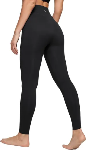New BALEAF Women's Full Length No Seam Leggings with Pockets, High Waisted Yoga Compression Pant, Black, Sz M!
