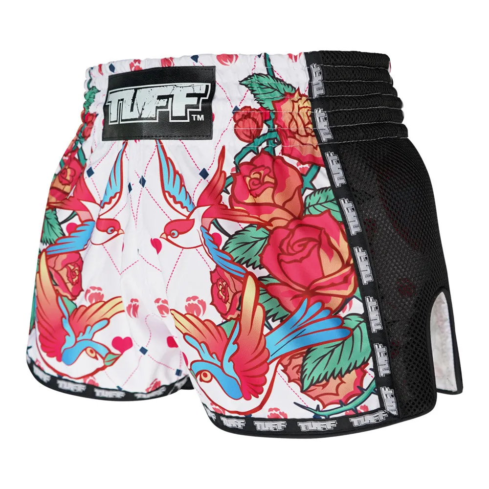 Tuff Retro Style Shorts - Rose With Birds
