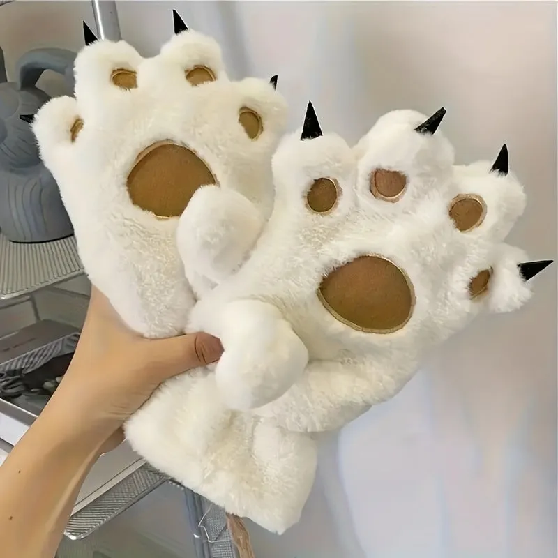 Ultra-Soft Cat Claw Fuzzy Gloves - Wind-resistant & Insulated Mitten for Women & Men - Perfect for Cycling, Skiing & Outdoor Sports Adventures