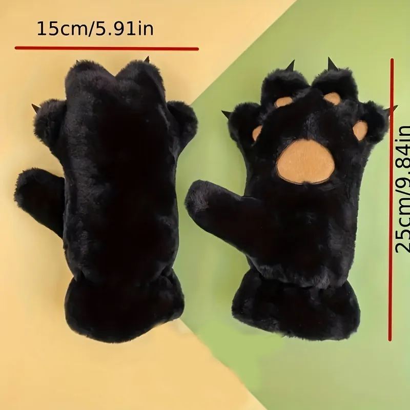Ultra-Soft Cat Claw Fuzzy Gloves - Wind-resistant & Insulated Mitten for Women & Men - Perfect for Cycling, Skiing & Outdoor Sports Adventures